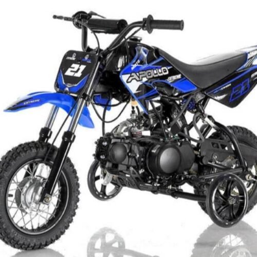 Apollo DB21 70cc Kids Dirt Bike, Semi-Auto, 10/10 inch Wheels, Training Wheels Included, Ages 6 and up for sale