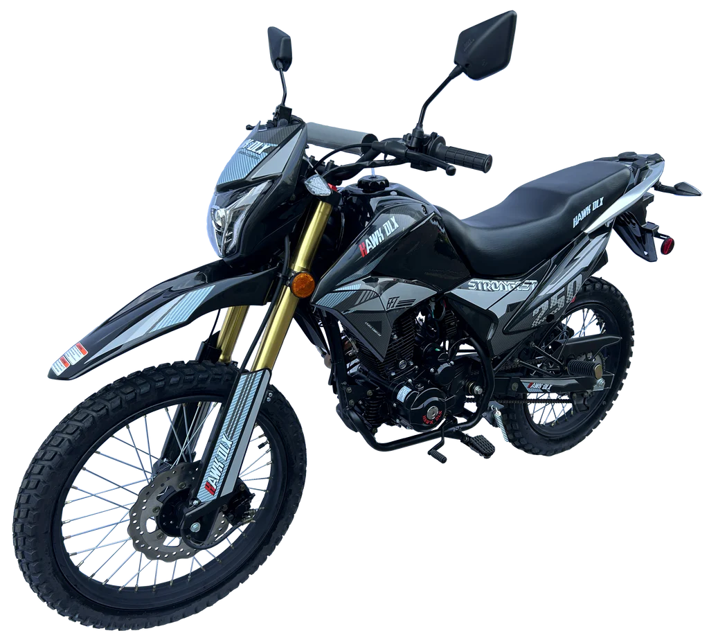 Hawk DLX 250cc Fuel Injected Dual Sport Dirt Bike, 5-Speed Manual, Electric Start, 21/18 inch Wheels, Ages 16 and up - Black