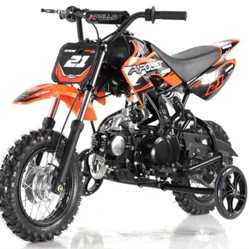 Apollo DB25 70cc Kids Dirt Bike, Automatic, Electric Start, 10/10 inch Wheels, Training Wheels Included, Ages 6 and up for sale