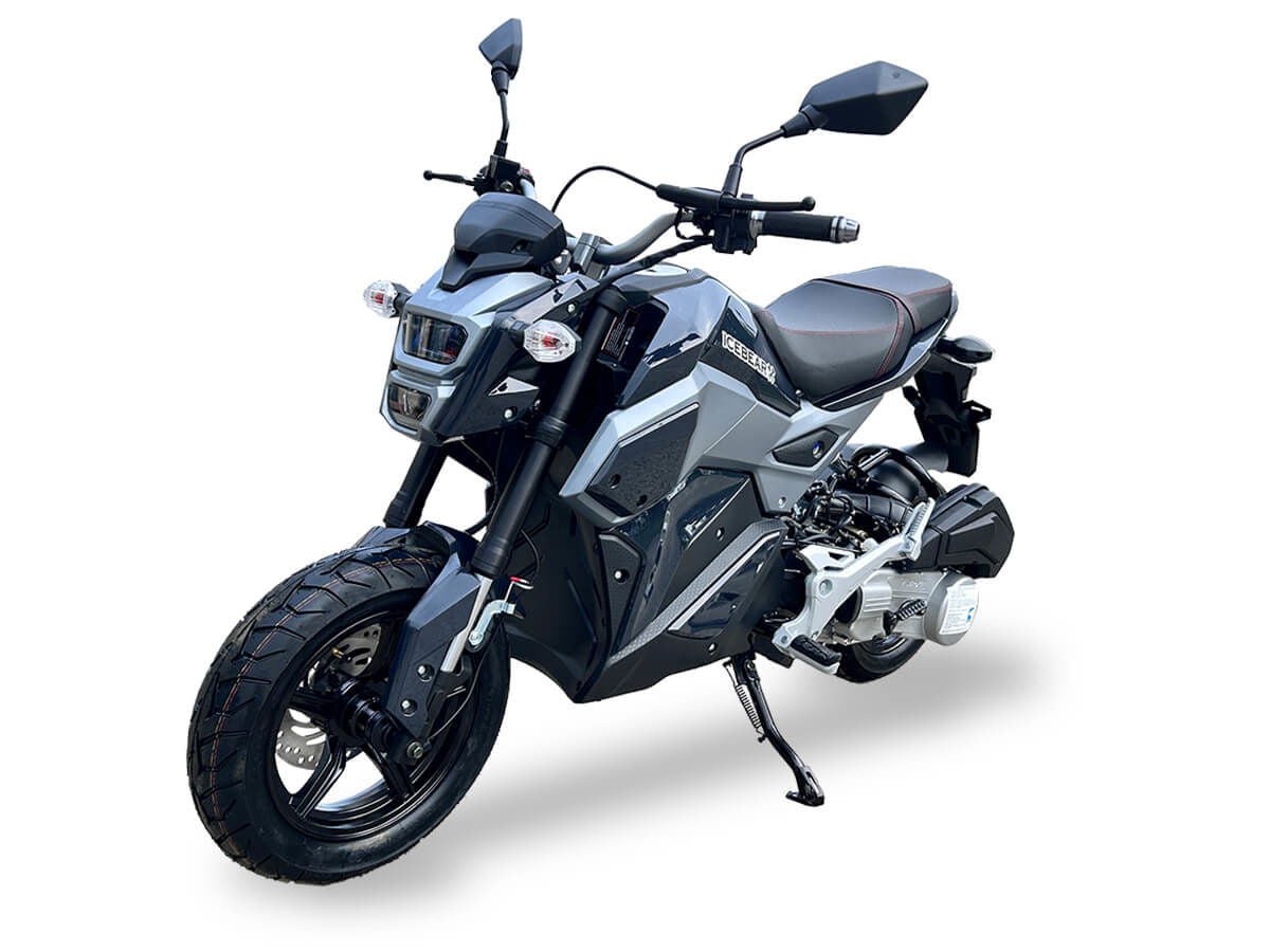 Mini Max 150cc Motorcycle, Automatic, Front Disc Brake, 12 inch Aluminum Wheels, LED Lights, Digital Speedometer, 50 State Legal - Metallic Grey