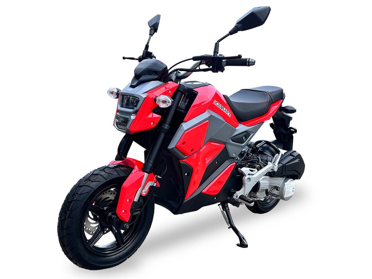 Mini Max 150cc Motorcycle, Automatic, Front Disc Brake, 12 inch Aluminum Wheels, LED Lights, Digital Speedometer, 50 State Legal - Metallic Red