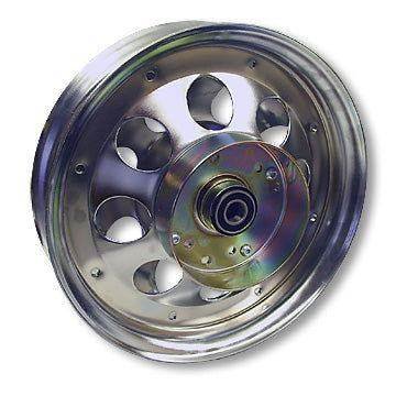 Mini Bike Wheel, 10 in. Chrome Plated, Brake Drum, 5/8 in. ID Precision Ball Bearings for sale