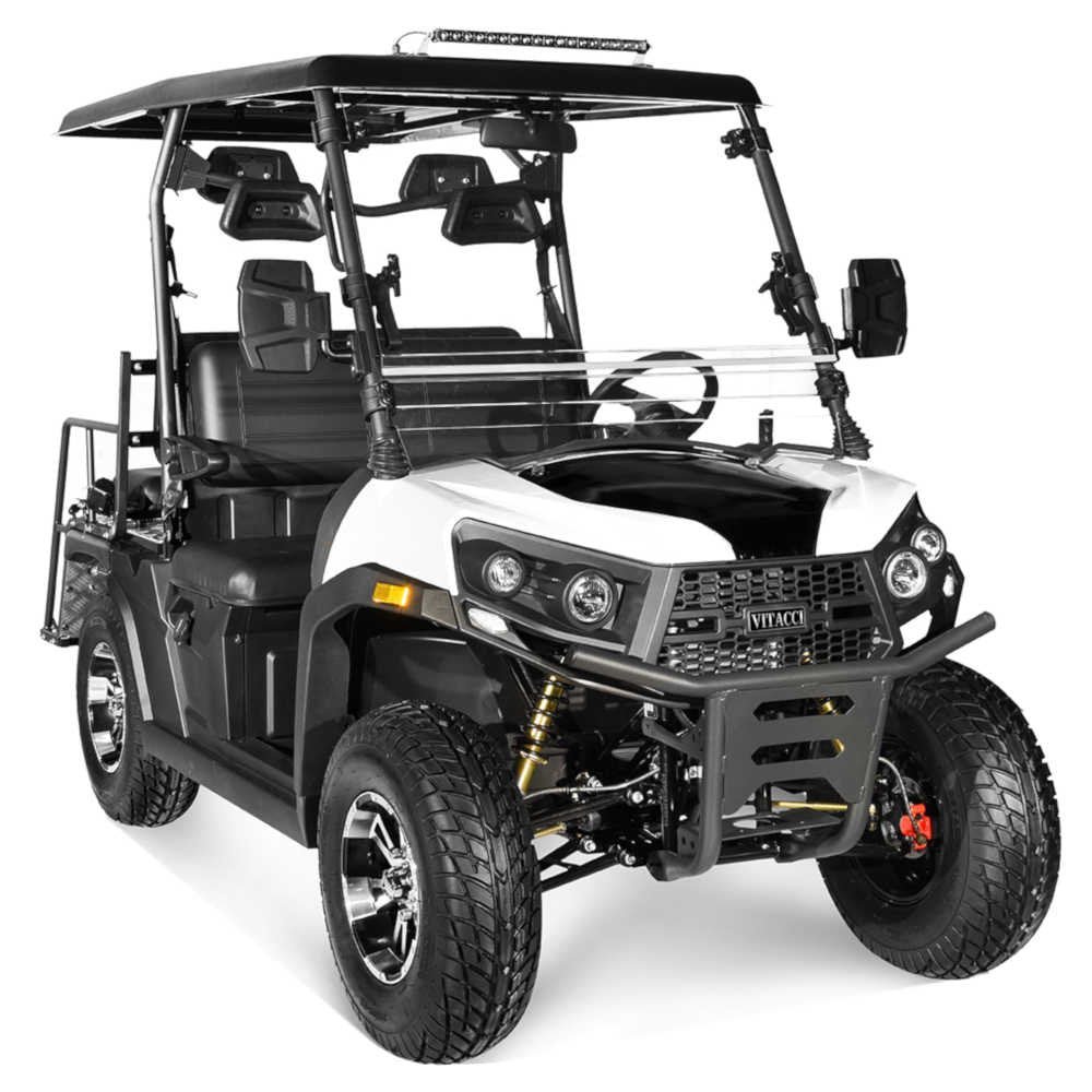 Rover 200 Gas Golf Cart, Electronic Fuel Injection, Automatic with Reverse, Deluxe Alloy Wheels, Windshield Included - White