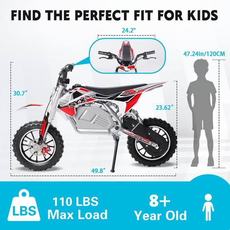 SYX MOTO KBE 500W Kids Electric Dirt Bike | 36V Mini Off-Road E-Bike for Beginners