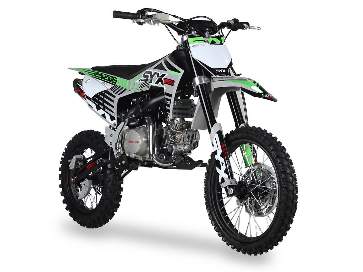 SYX Moto Pro 125cc 4-Stroke Gas Dirt Bike, 4-Speed Manual, Electric Start (17/14) Wheels, Ages 16 and up - Green/Grey