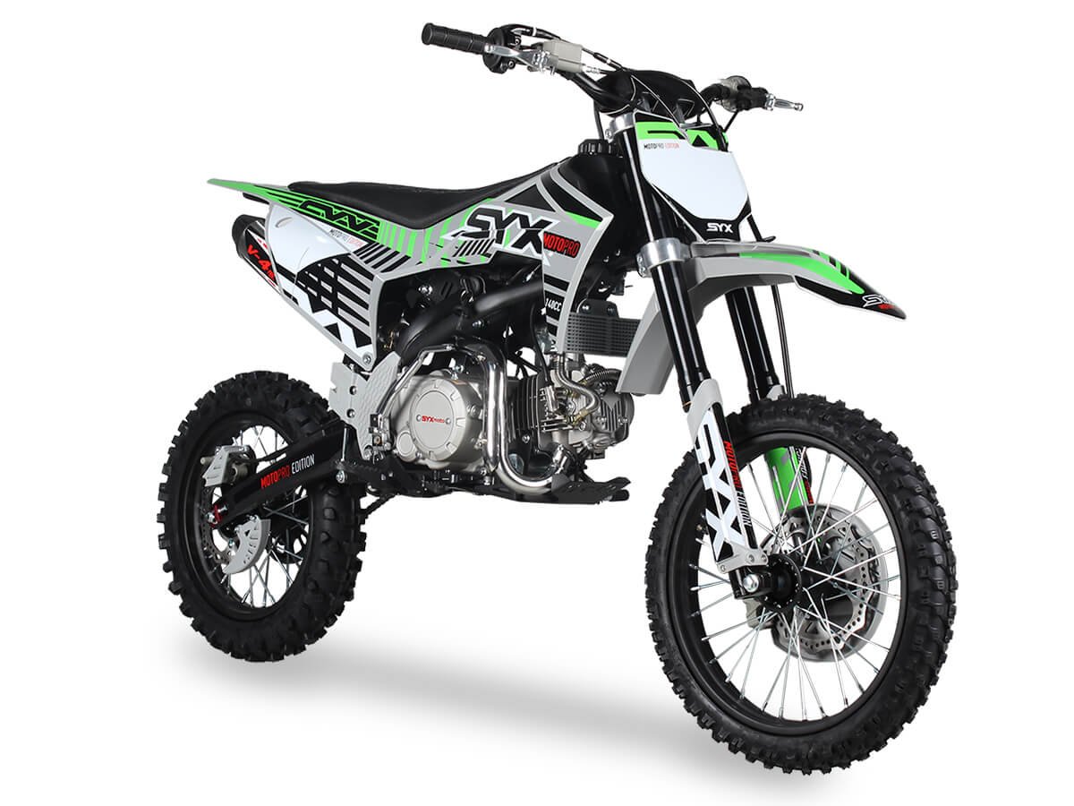 SYX Moto Pro 140cc 4-Stroke Gas Dirt Bike 4-Speed Manual Electric Start (17/14), Ages 16 and up - Green/Grey