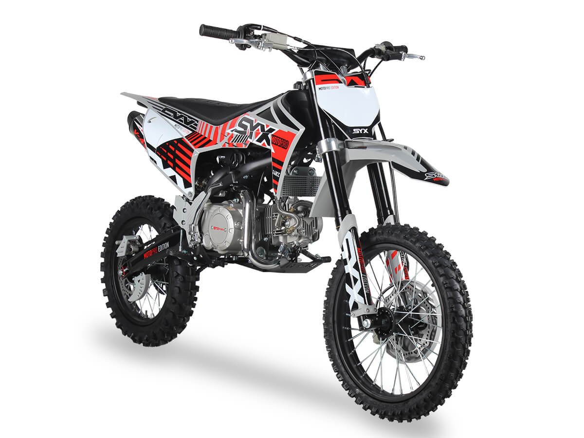 SYX Moto Pro 140cc 4-Stroke Gas Dirt Bike 4-Speed Manual Electric Start (17/14), Ages 16 and up - Red/Grey