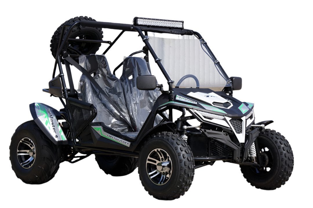TrailMaster Cheetah 200X Go Kart (Special) CVT Automatic with Reverse, Alloy Wheels, Windshield - White
