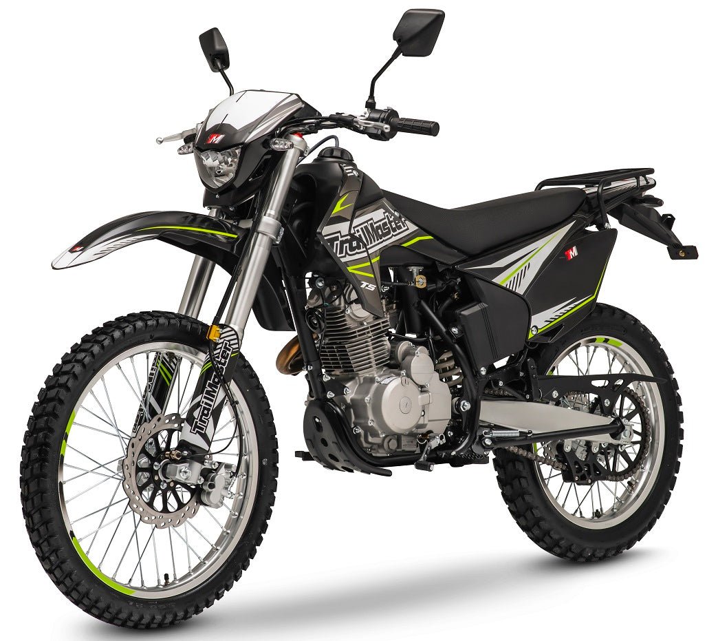 TrailMaster T5 Dual Sport Dirt Bike, 5-Speed Manual, 223cc Engine, Dual Disc Brakes, Electric Start with Kick backup, (21/18) Wheels - Green