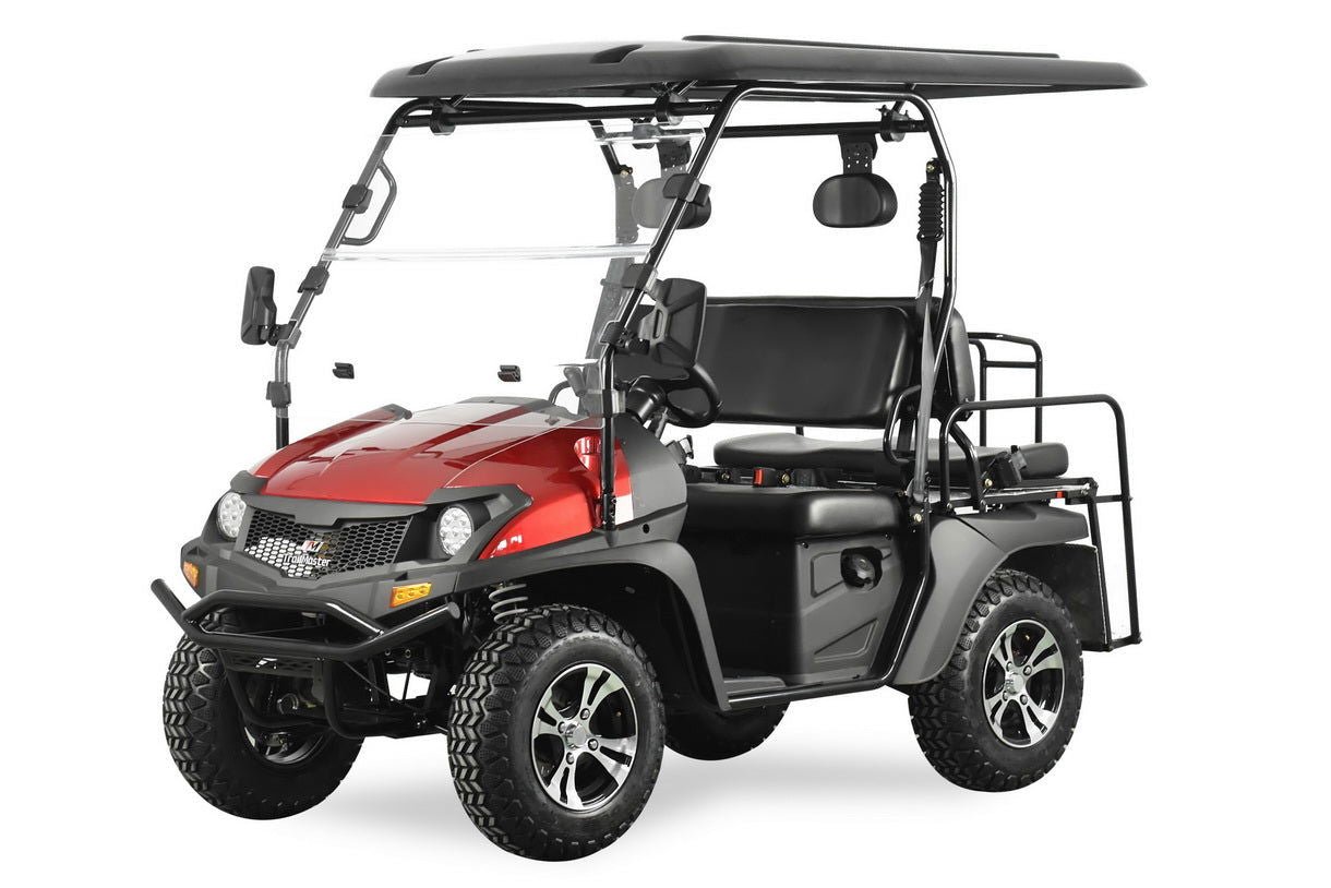 TrailMaster Taurus 200E-GX UTV Gas Golf Cart, Full Length Roof, 4-Seat, DOT Approved, Electronic Fuel Injection - Red