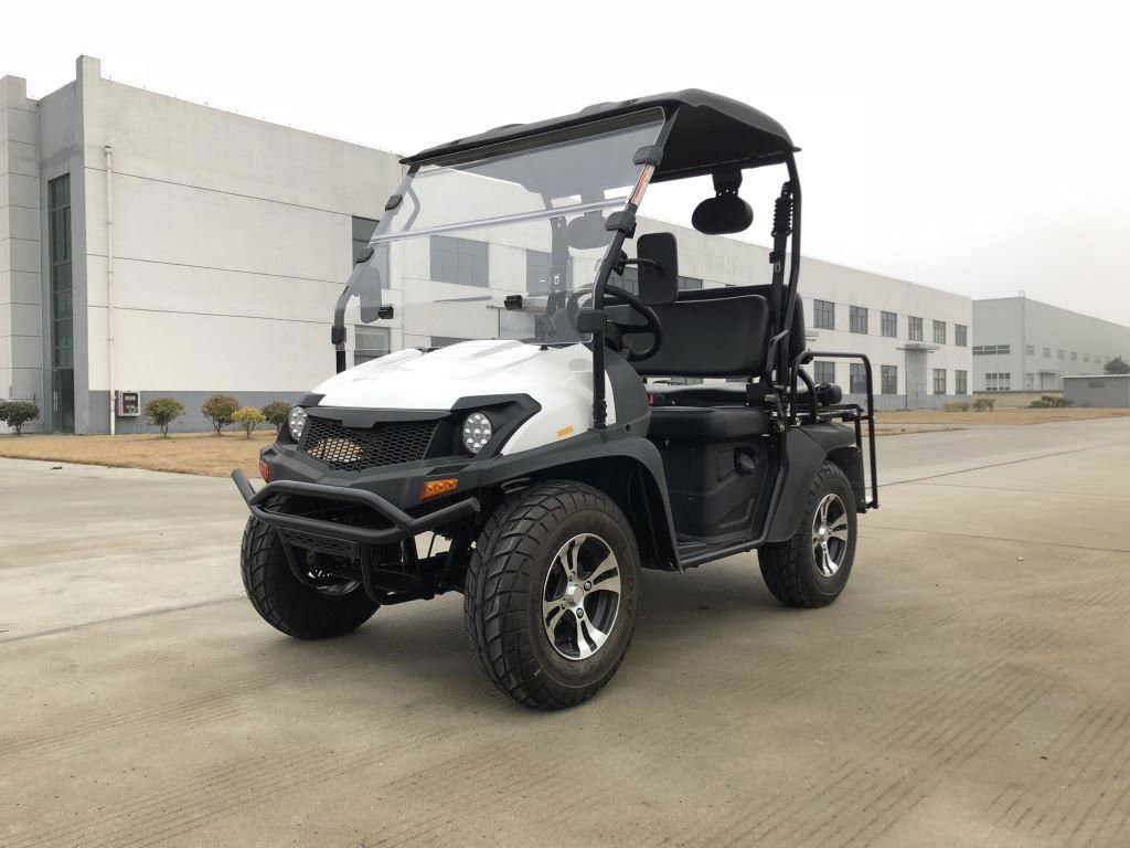 TrailMaster Taurus 200E-GX UTV Gas Golf Cart, Full Length Roof, 4-Seat, DOT Approved, Electronic Fuel Injection - White