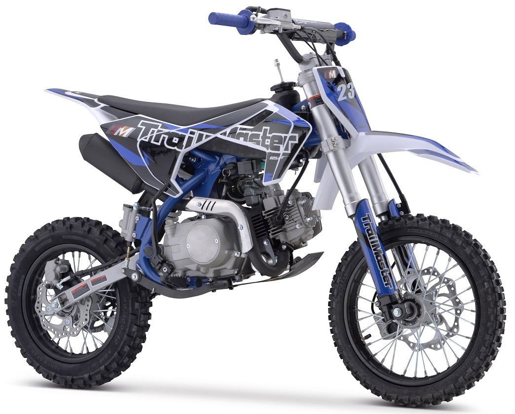 TrailMaster TM23 125cc Dirt Bike, 4-Speed Auto, Electric Start (14/12), Ages 12 and up - Blue