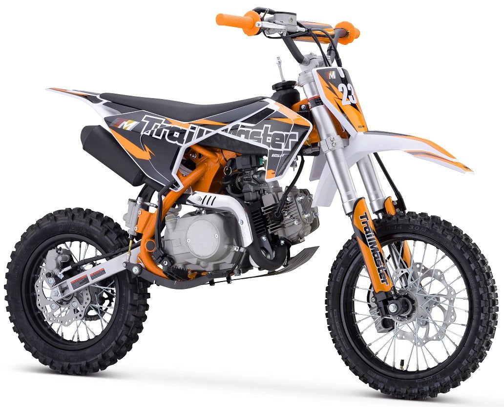TrailMaster TM23 125cc Dirt Bike, 4-Speed Auto, Electric Start (14/12), Ages 12 and up - Orange